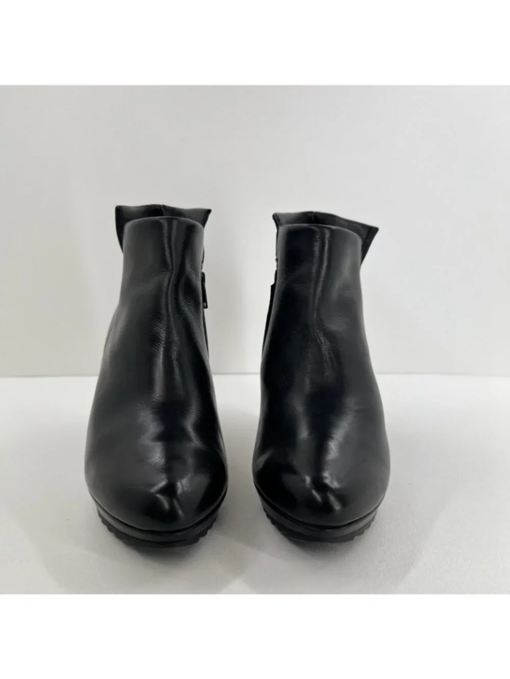 Paul Green 3204 Platform Ankle Boots Womens 8.5 Side Zip High Heel Leather Black